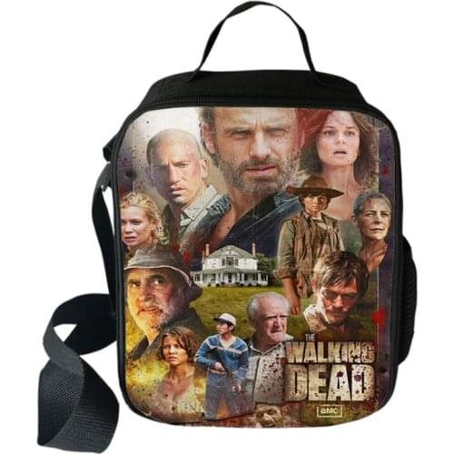 The Walking Dead Lunch Bag Teenage Boy Girl Insulated Lunch Bag Food Picnic Shoulder Bags Student Portable Lunch Box