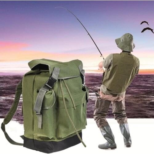 70L Large Capacity Fishing Bag Multifunctional Bag Backpack Outdoor Fishing Tackle Bag Canvas Bag