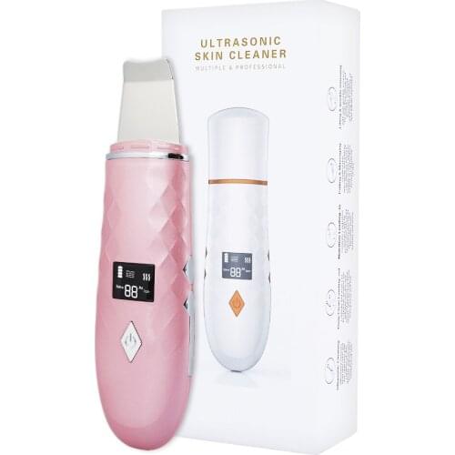 Ultrasonic Skin Scrubber USB Rechargeable Peeling Ultrasonico Warmer Facial Cleanser LED Face Scraper Blackhead Removal Lifting