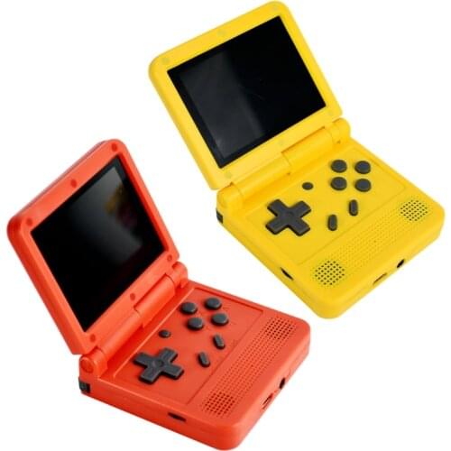 V90 3-inch IPS screen Flip Handheld console dual Linux System game console 2000 Games For PS1 NES SFC For kid