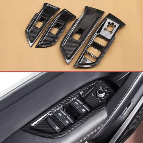 Carbon Fiber Look Interior For Audi (FY) Q5 2017 2018 2019 W/ Electric Folding Mirror Door Window Adjust Lock Switch Panel Cover