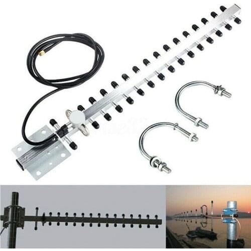 2.4Ghz WiFi Antenna 25dBi RP SMA Outdoor Wireless Yagi Antenna Directional Booster Amplifier Modem Cable