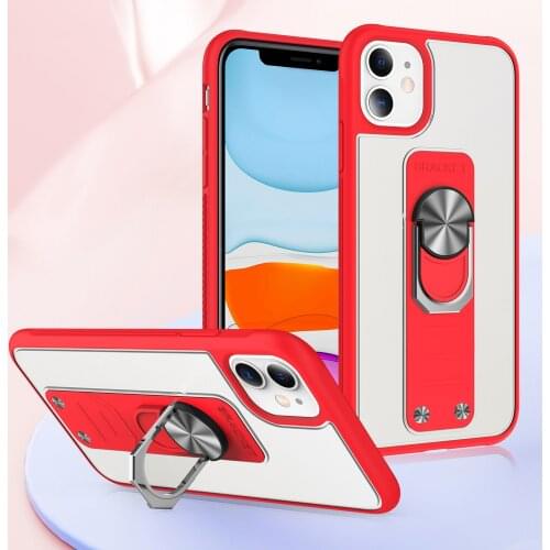 Magnetic Metal Ring Stand Armor Shockproof Case For iPhone 12 Mini 11 Pro Max XR X Xs Max 8 7 Plus PC + TPU Protective Cover