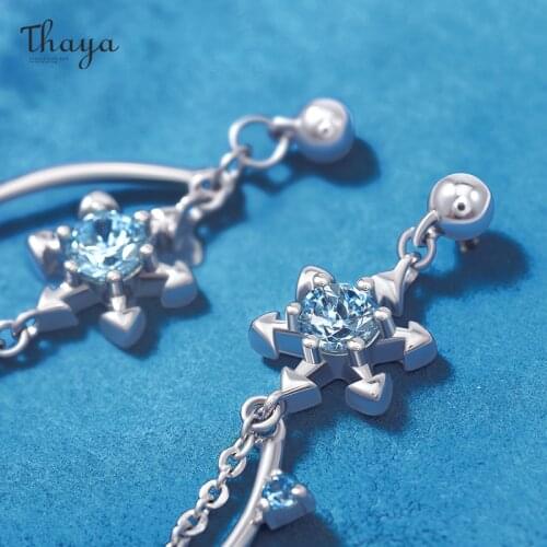 Thaya Design Silver Color Studs Earring Chain Silver Platinum High Quality For Women Earring Season Series Fine Jewelry