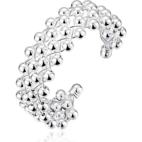 New Style 925 Silver All Smooth Bead Bracelet Grape Bead Bracelet For Women Wedding Engagement Fashion Charm Party Jewe