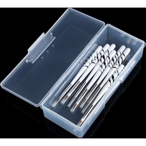 1pcs Home Nail Art Rectangle Plastic Transparent Storage Box Nail Rhinestone Brush Pen Buffer Grinding Files Container Case Tool