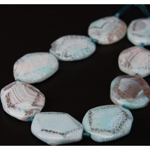 15.5"/strand Light Blue Natural Dragon Vein Agates Drusy Freeform Faceted Slab Nugget Loose Beads,Raw Stone Slice Pendant Beads