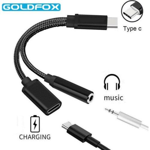 2 In 1 USB C Type C to 3.5mm Charge Audio Adapter Splitter Headphone AUX Audio Cable for Xiaomi Huawei Samsung Oneplus Splitter