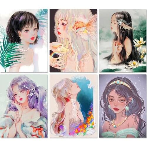2021 Full Diamond Painting 5D DIY Cartoon Girl Portrait Full Square/Round Diamond Embroidered Mosaic Set HD Quality New Gift