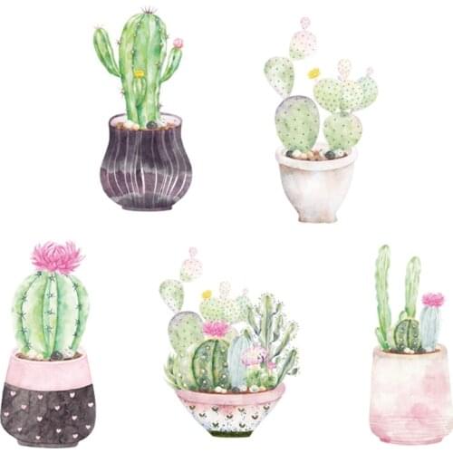 5pcs/set Cactus Potted Wall Decals for Bedroom Wall Decor Art Murals Home Decoration Removable DIY Wallpaper PVC Wall Stickers