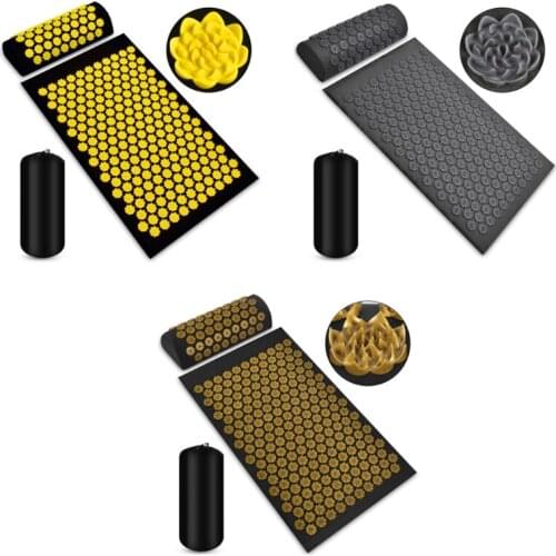 Back Foot Acupuncture Massage Mat Wearproof Yoga Carpet Lotus Acupressure Mat Pillow Kit with Carry Bag