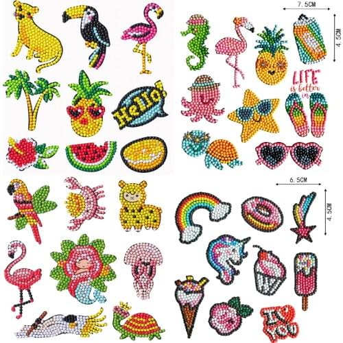 Diamond Painting Stickers Kids 5D DIY Art Craft Flamingo Hawaii Painting with Diamonds Paint by Numbers for Children