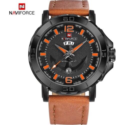 NAVIFORCE Top Luxury Men Watch Brand Sports Leather Waterproof Watches Men’s Quartz Analog Digital Watch Male Relogio Masculino