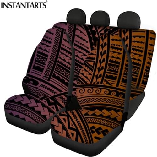 INSTANTARTS Gradient Polynesian Tribal Print Durable Universal Car Front and Back Seat Covers Soft Vehicle Seat Covers Set