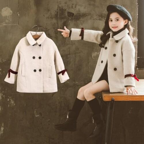 Kids Girl Jackets Autumn Winter Wool Coat for Girls Teens Jacket Thick Warm Outerwear Children Clothes 4-12 Year
