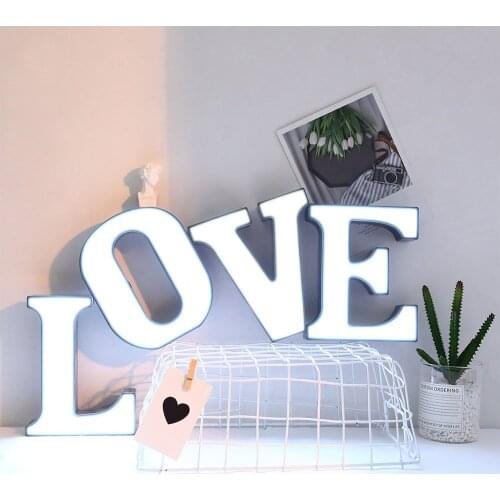 DIY Letter Symbol Sign Plastic LED Lights Desk Decoration Letters Ornament Home Decoration for Wedding Valentines Day Gift