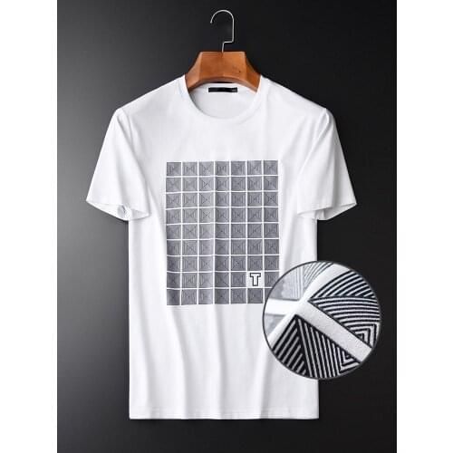 Classic Summer New Short Sleeve Mens T-shirts Hight Quality Fashion Stereo Printed Mens Casual white T-shirts Plus