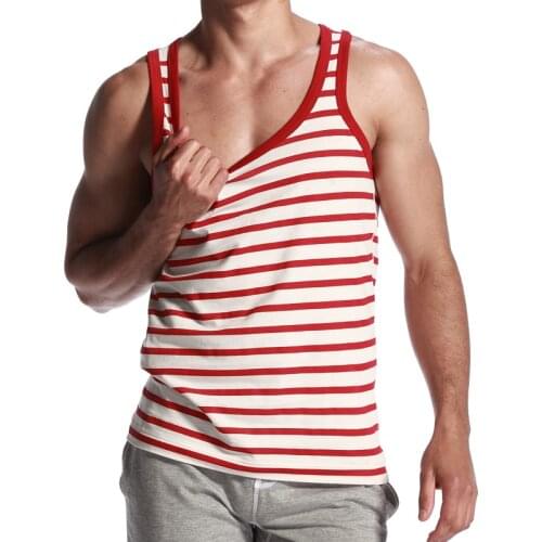 Seobean Striped Cotton tank tops for Men Sleeveless Tank tops Man Camisetas de hombre slim débardeur mangas Sous-chemises pour