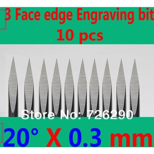 HUHAO 10pcs 3.175mm Dia 20 Angle 0.3mm Tip 3 Edge Carbide Woodworking Tools Engraving Bits for CNC Router Machine