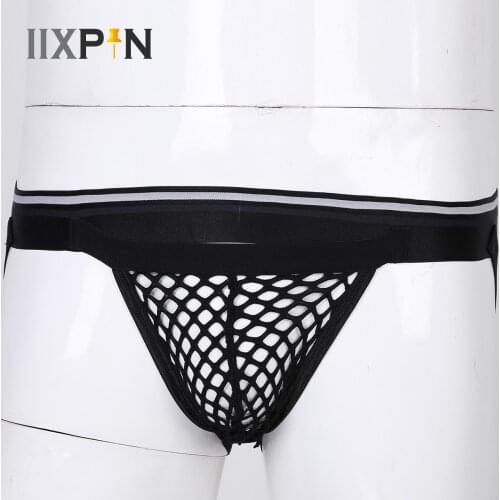 IIXPIN Men Thong G-string Jockstrap Sexy Fishnet T-back Briefs Underwear Open Butt G-string Thong Homme Gay Underpants Lingerie