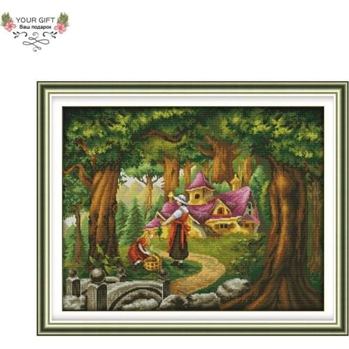 Your Gift F881 14CT 11CT Counted and Stamped Home Decor The Fairy Tale Hut Needlepoint Embroidery DIY Cross Stitch kits