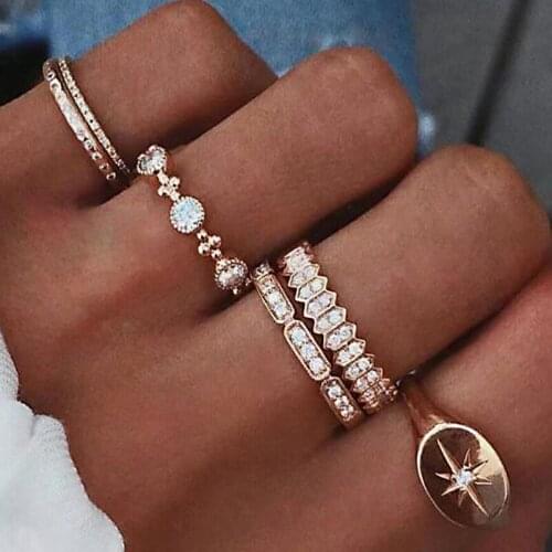 New fashion OL small fresh star ring five-pointed star alloy female joint ring set gift accessories