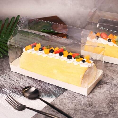 Cake Boxes Packing Tool Disposable Tableware Cases Packing Swiss Roll Sushi Cake Roll Macorons Cookies Foods Container 10pcs