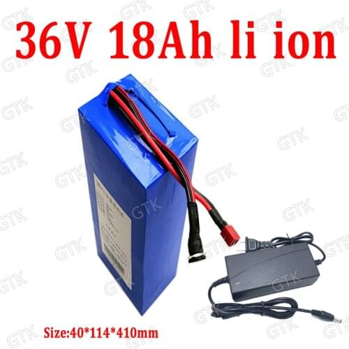 GTK 36v 18ah lithium ion battery 36v 18ah li ion electric bike battery for 36v 1000w e-bike fiets scooter go cart + 2A charger