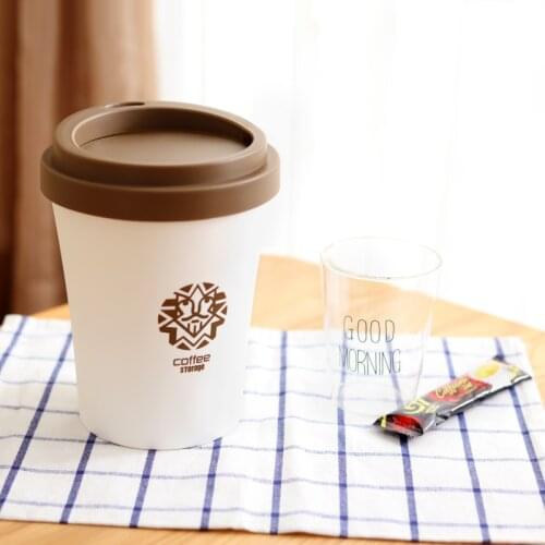 Small Waste Bins Creativity Coffee cup shape Plastic trash can Desktop Rolling Cover Type Round Standing have pattern