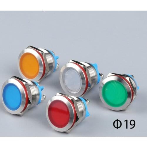 19mm Metal Indicator Light Signal Light Prompt Light 3v5v6v12v24v220 Red Yellow Green Blue White LED
