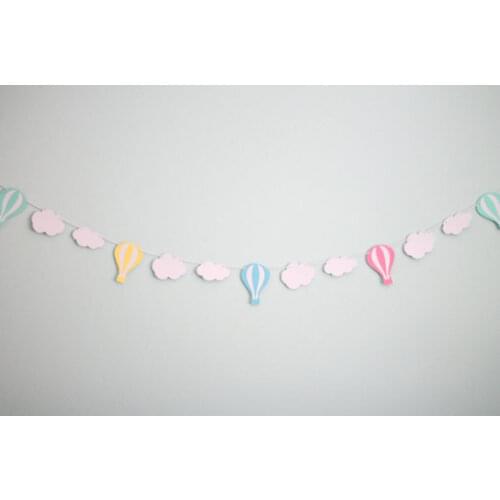 Multi color Hot Air Balloon and Cloud Garland Wedding banners, Baby bridal Shower Party Birthday, Valentines Day room Decoration