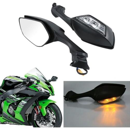 Motocycle ABS Rear View Mirrors LED Turn Signal For Kawasaki Ninja ZX10R ZX-10R 2016-2019 2018