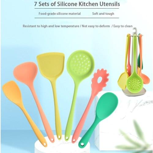 7PCS Silicone Kitchen Utensils Set Non Stick Cooking Spoon Set Spaghetti Claw Frying Shovel Colander Spoon Filter Tools Gadgets