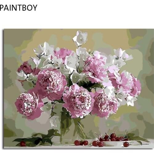 PAINTBOY Framed Picture Flower DIY Painting By Numbers On Canvas Oil Painting Home Decor For Living Room Wall