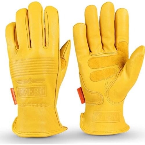 Cowhide Leather Gloves Cycling Mountain Bike Motorcycle Driver Riding Biker Winter Warm Full Finger Sports Outdoor Scooter