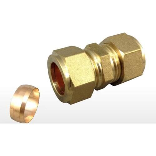Fit 42mm Tube OD Brass Compression Union Fitting With Copper Ferrule Ring Water Gas Oil