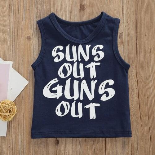 Pudcoco Toddler Baby Boy Clothes Summer Letter Print Sleeveless Vest Tops One-Piece Outfit Cotton Clothes Summer T-Shirt Tops