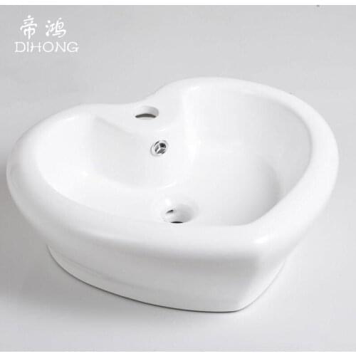 Bathroom New Love Heart Shaped Household Ceramic Wash Basin Creative Personality Art Above Counter Basin Wash Basin 853