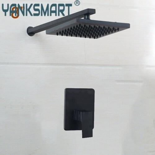 Luxury Black Wall Mounted Bathroom Rainfall shower faucet Set Oil Rubbed Bronze head & hand shower Shower Sets