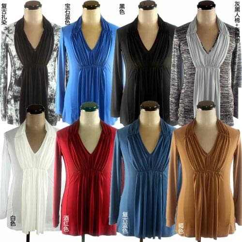 2019 Latin Shirts Men Costume Black Long Sleeve Dance Tops V Collar Adult Male Professional Red Latin Dance Clothes Tops VDB619