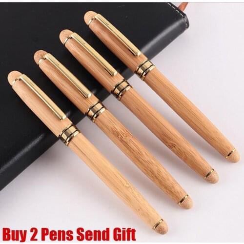 Fashion Design Hot Sellling Brand Ink Fountain Pen Pure Wood Bamboo Writing Pen Buy 2 Pens Send Gift