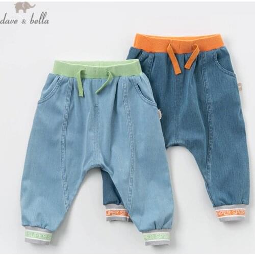 DBX13338 dave bella spring baby boys solid pants children full length kids pants infant toddler trousers