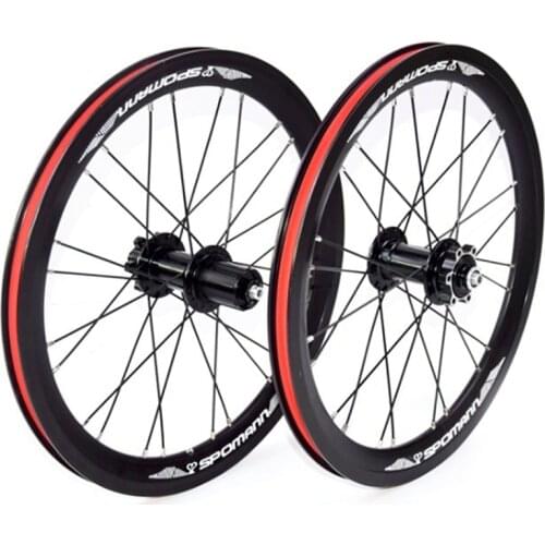 SPOMANN Folding Bike BMX Mountain Bike Wheelset 16-Inch/349 Wheel Disc Brake Six Nail Compatible V Brake