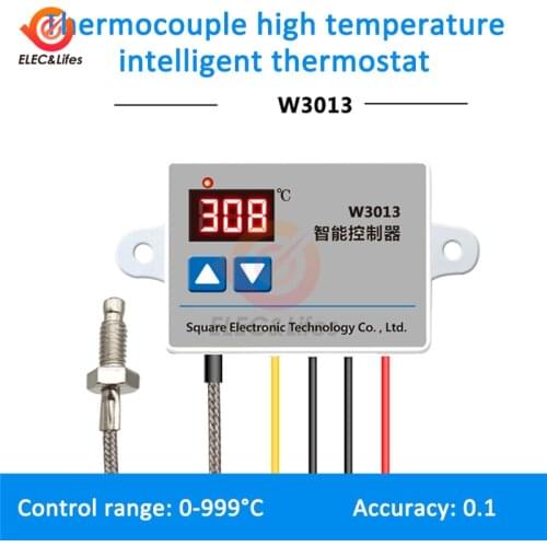 W3013 AC 110V 220V LED Digital Display Temperature Controller Thermostat With 1M K-type Thermocouple Cable 0-999℃ For Industry
