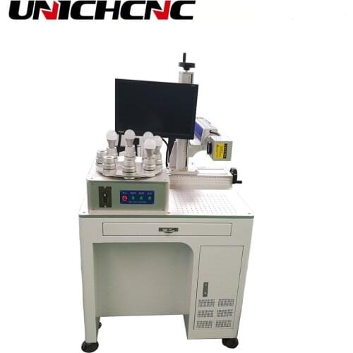 UNICHCNC 8 working stations fiber laser marking machine special for electric bulbs