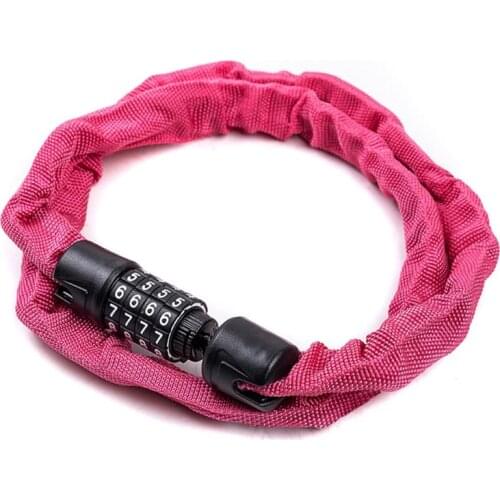 High Security Bike Chain Lock 4 Digital Password Resettable Combination Coiling