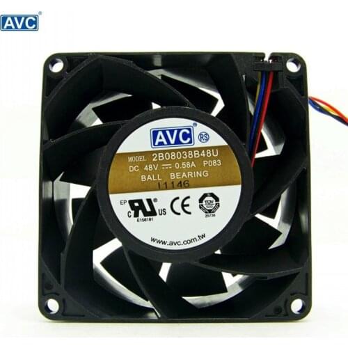 For AVC 2B08038B48U 48V 0.58A 8CM 8038 4-P PWM Case cooling Fan powerful 80*80*38mm
