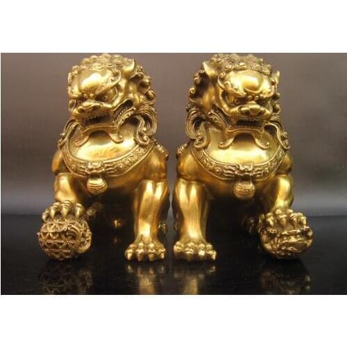 YM 305 wholesale bronze factory Extra large copper lion decoration a pair of lucky bronze lion feng shui decoration