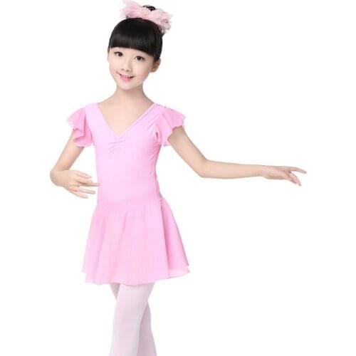 Girl and adult Joint ballet Dance Exercise leotard skirt Childrens V-collar Chiffon flutter Sleeve Dance Clothes costume JQ-295