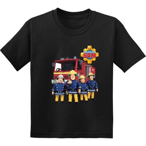 Cartoon Fireman Sam Print Funny Kids T shirt Casual Children Clothes Toddler Baby Boys Girls Summer Cotton Short Sleeve T-Shirt